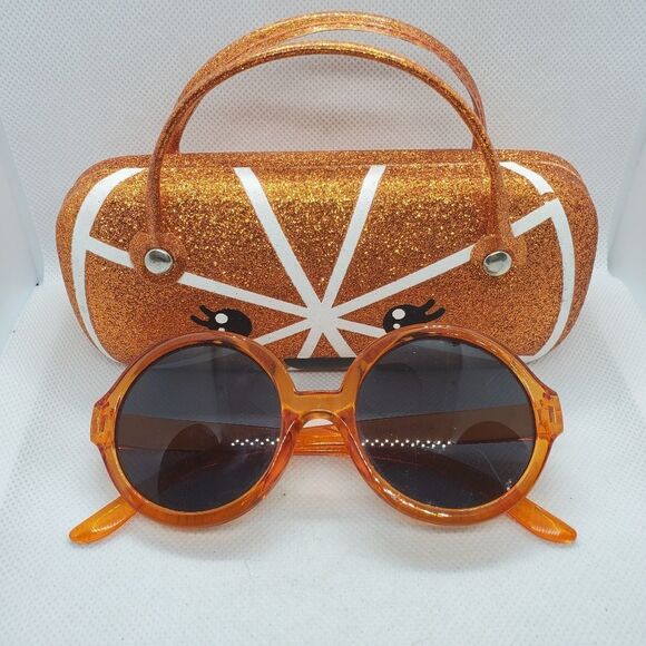 Orange Sunglasses & Orange Sparkly Case - Picture 2 of 6